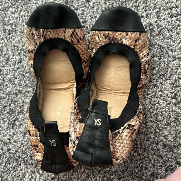 Yosi Samra Snakeskin Leather Foldable Ballerina Flats Size 6 - Picture 1 of 17